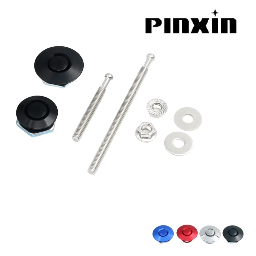 PINXINPush Button Billet Hood Pins Aluminum Alloy Engine Bonnets Lock 1.25 Inch Car  Universal Parts