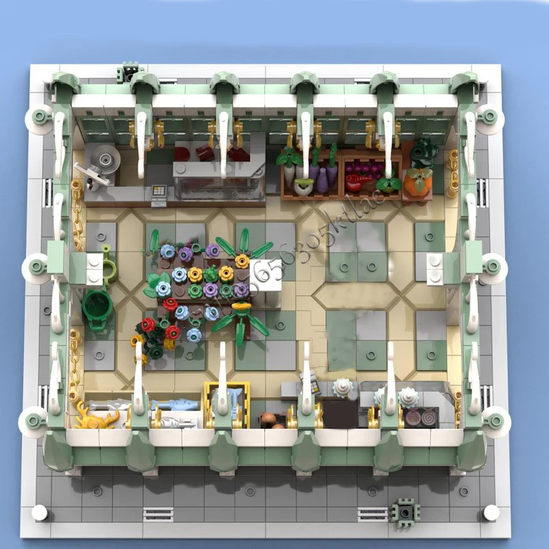 1567 ELEMENTÓW MOC Personalizowana Ulica Miejska Scena Budowlana Model Halu Rynekowego Klocki Konstrukcyjne DIY Edukacyjne Zabawki dla Dzieci Prezent Niespodzianka