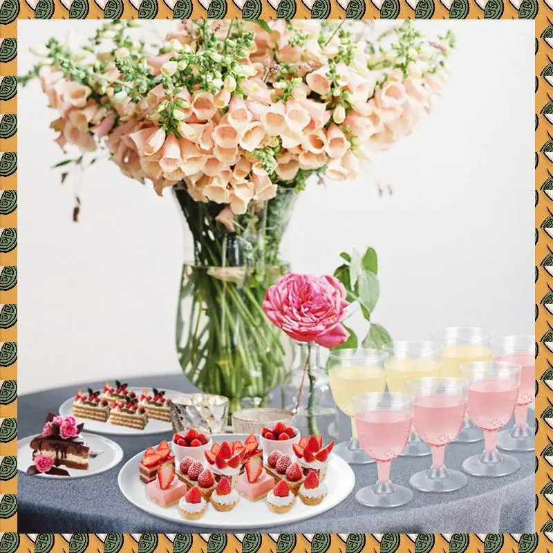 

A77I Plastic Wine Glasses Red Wine Glasses Clear Plastic Wine Cups Reusable Stemmed Party Wine Cups For Garden Parties