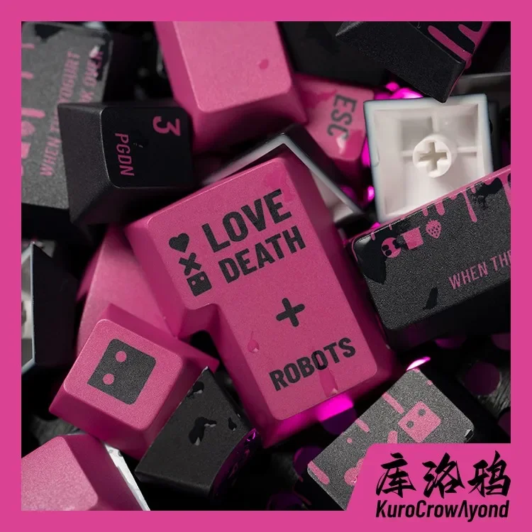 KCA-Love Death Robots PBT Keycaps Set, Sublimação, Design Ergonômico, 140 Key, Teclado Mecânico, Gamer Acessórios