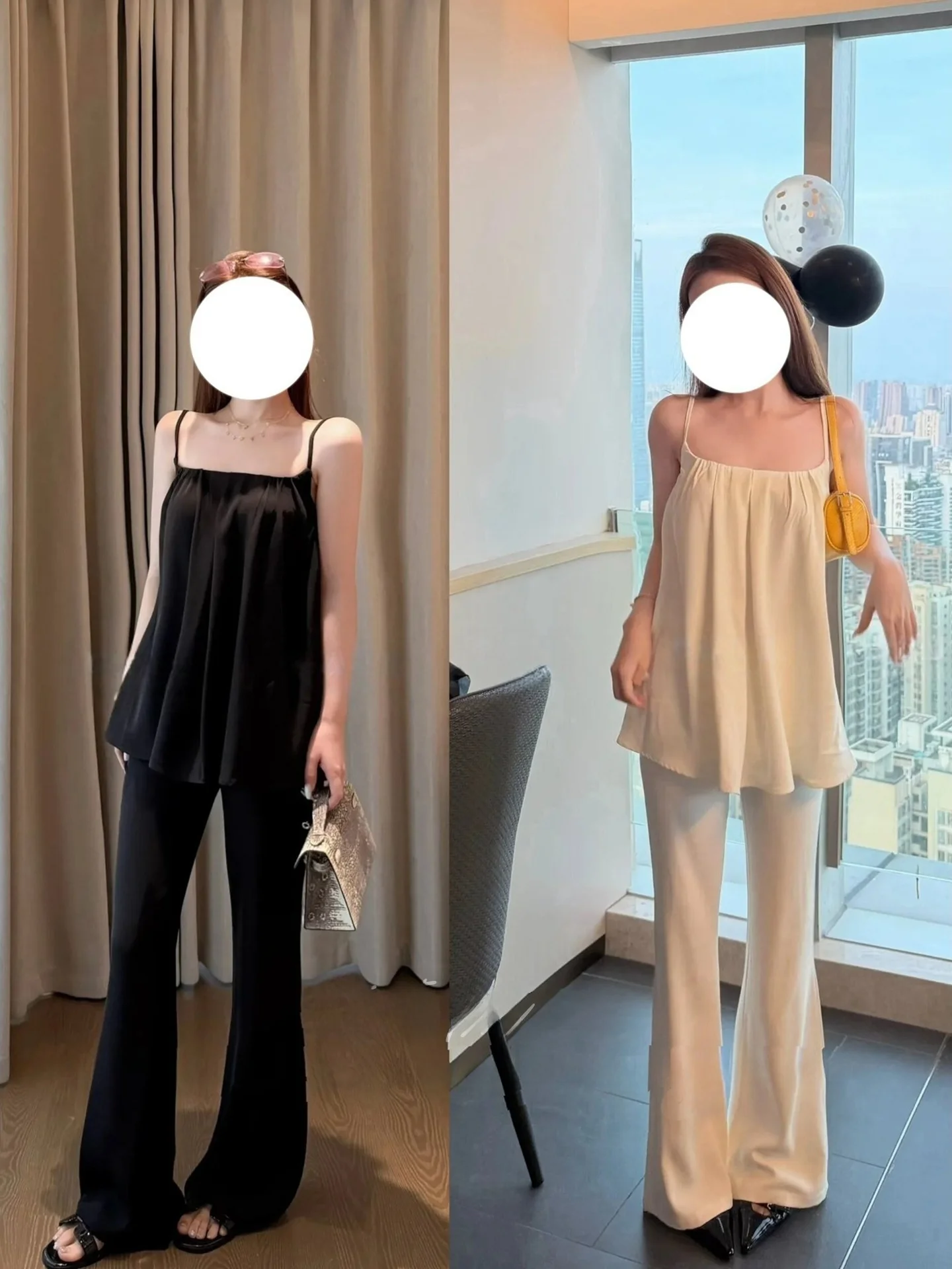 

Korean Laid-back Loose Feeling Set Women's Collar Strap Vest Top Micro-flared Casual Pants Holiday Style Two-piece Set