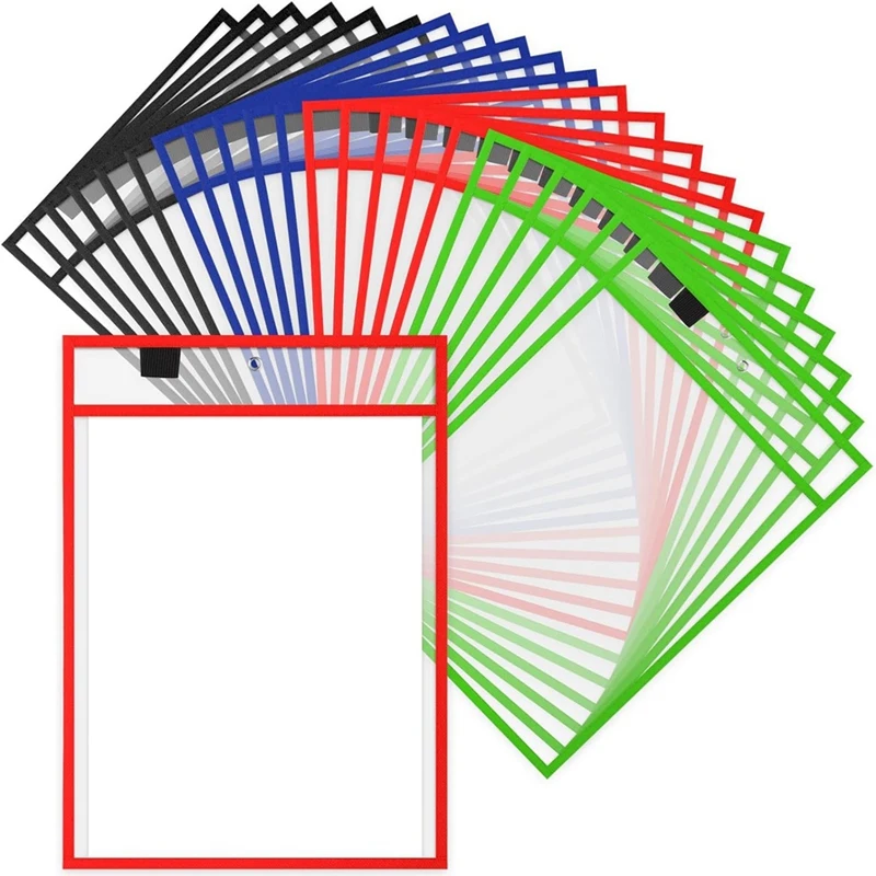 28Piece Work Note Holder Dry Erase Pocket Sleeves For Teacher Office Organization E
