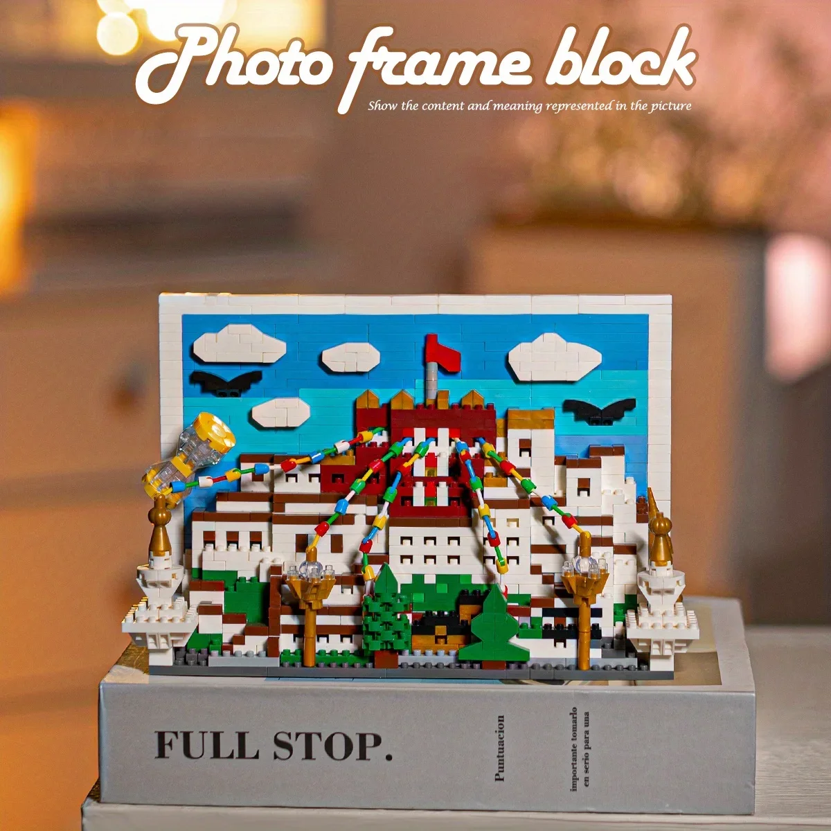 Pink Castle Building Blocks 3D Postcard Building Assemble Model Bricks Creative Desktop Decoration Children\'s Holiday Gifts