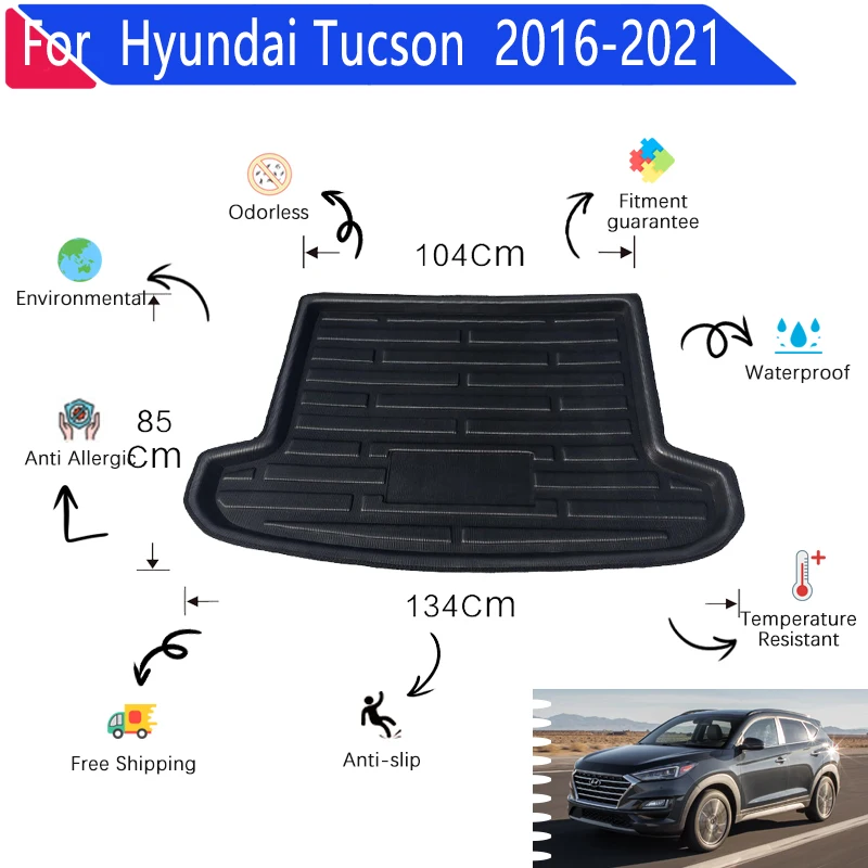 

Car Trunk Mat for Hyundai Tucson TL 2016 Accessories 2015~2021 EVA Material Car Rear Cargo Tray Trunk Easy Clean Pad Accessories