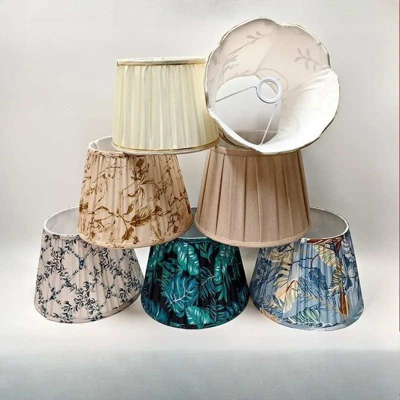 Pleated Fabric Lampshade Round Universal Handmade Lamp Cover Wall Lamp Shade Hotel Bedroom Bedside Floor Lamp Shell Cover