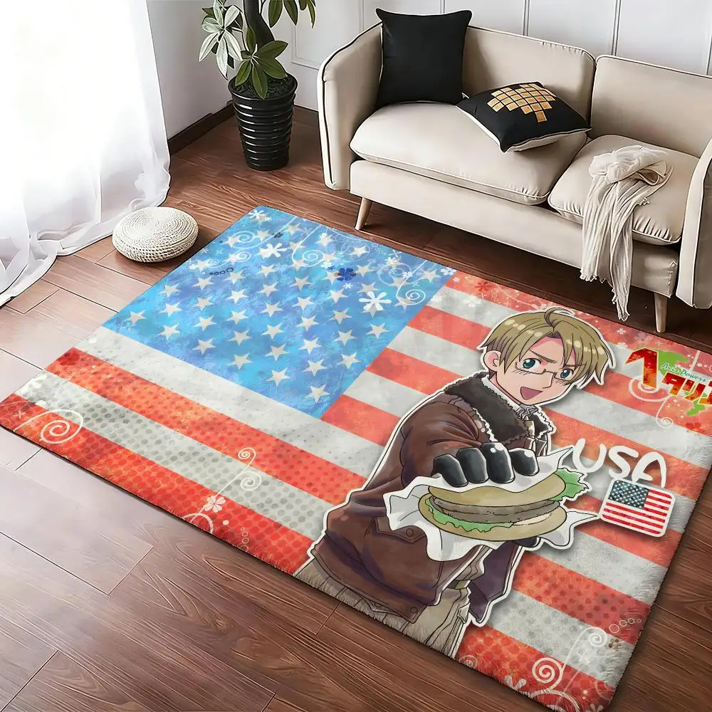 Cartoon Hetalia Axis Floor Mat Soft Thickened Absorbent Non-Slip Bedroom Living Room Door Mat Home Decor Flannel Rugs