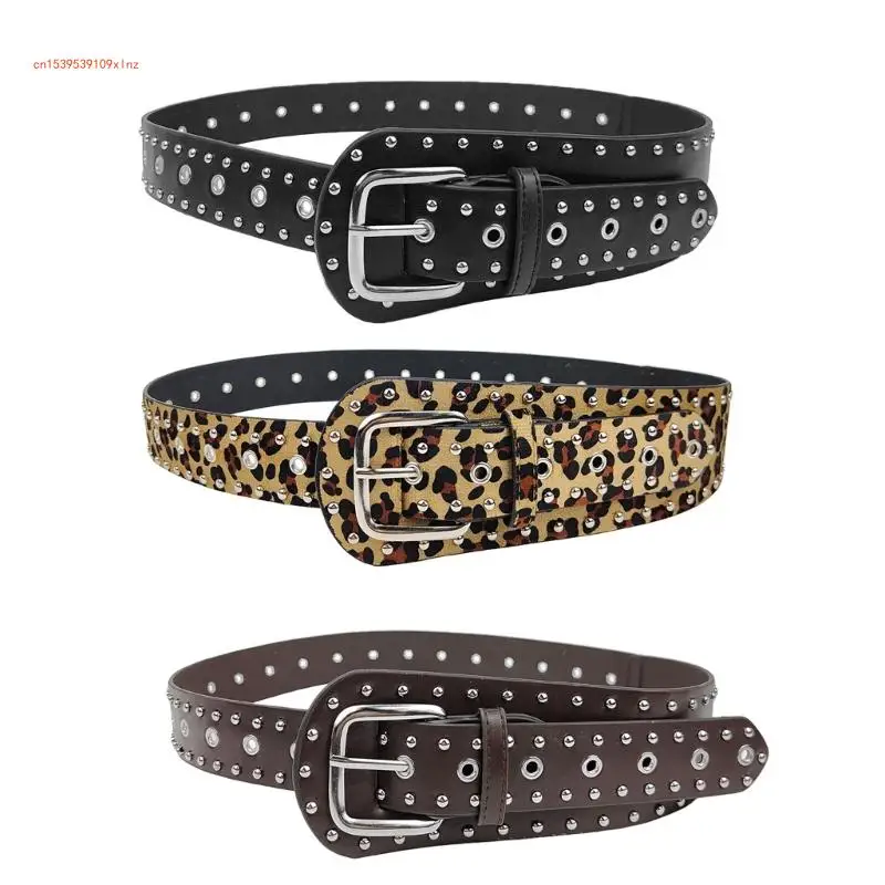 

Punk Styles Pants Belt Popular PU Waist Belt Western Rivet Studded Waistband