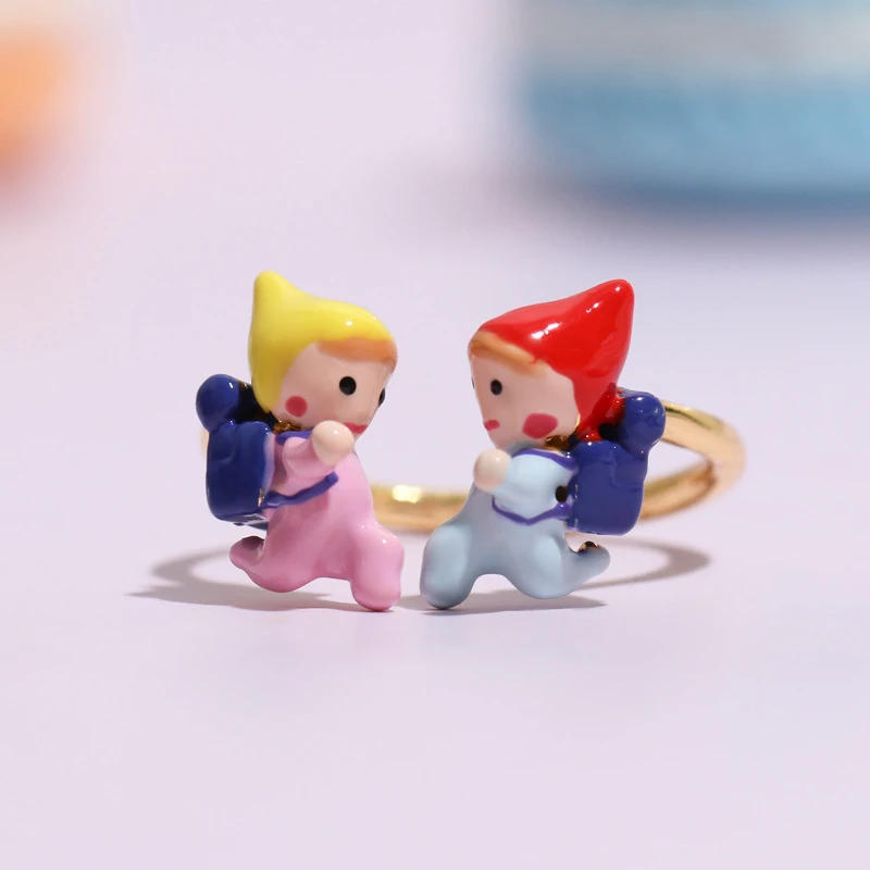 

Cute Little Children Carry a Bag on the Back Adjustable Ring, Niche Design Light Luxury Sense Y2k Jewelry Valentines Day Gift