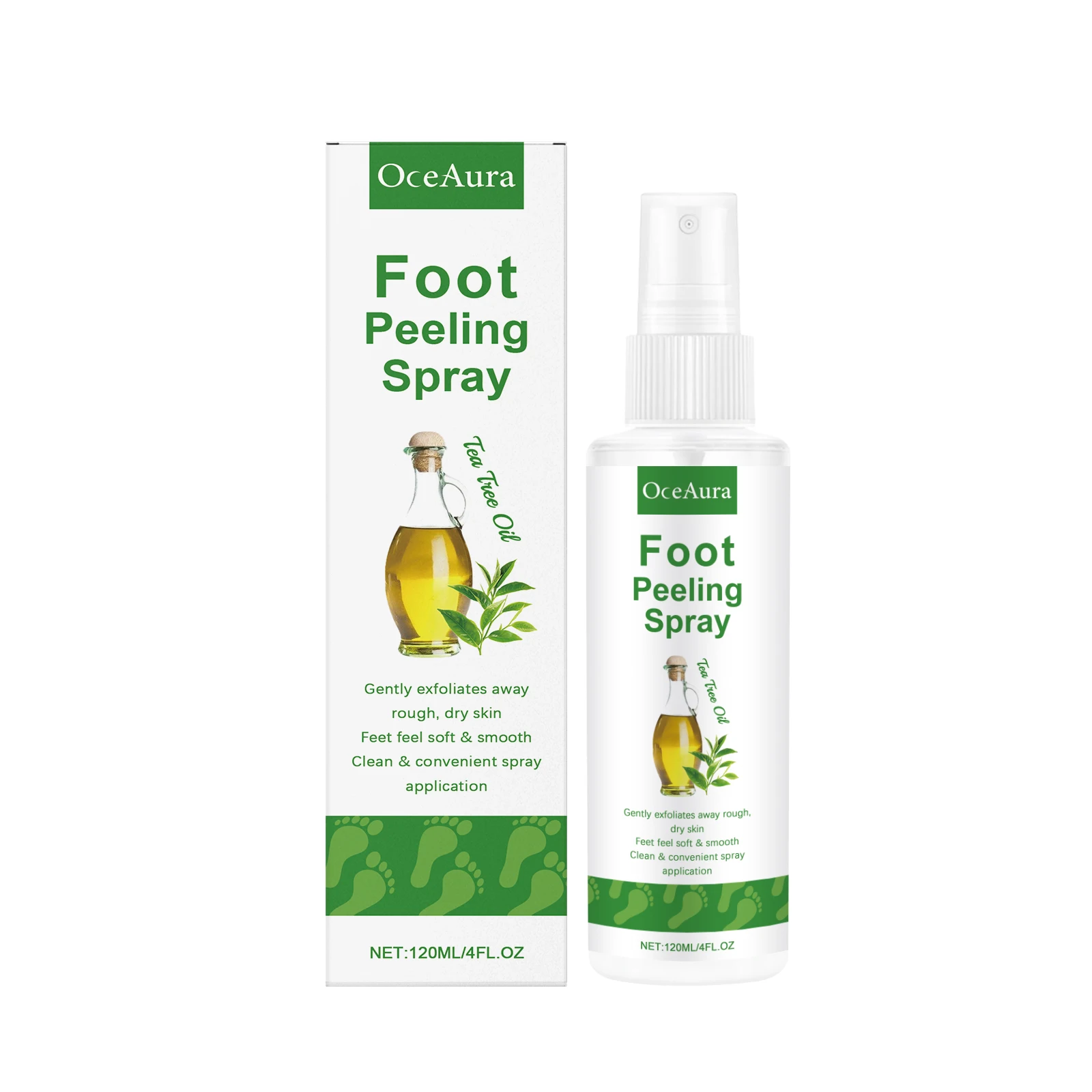 OceAura Foot Peeling Spray Salicylic Acid Smooth Feet Callus Remover Exfoliator Foot Moisturizing Hyaluronic Acid Tea Tree Oil