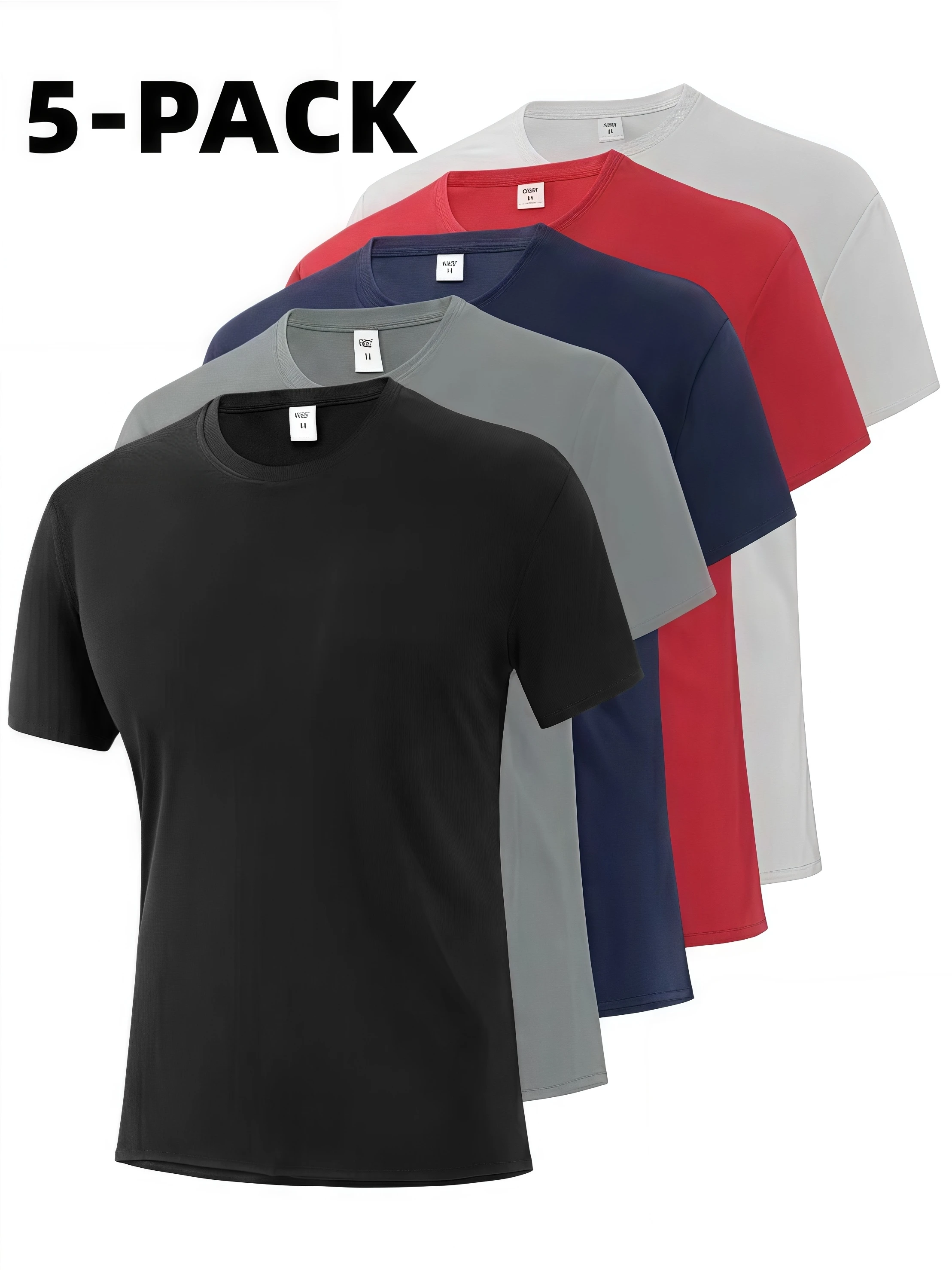 

5 шт. мужских футболок однотонного цвета с круглым вырезом и коротким рукавом, топы для мужчин, одежда для фитнеса, мужская повседневная одежда для бодибилдинга, летняя