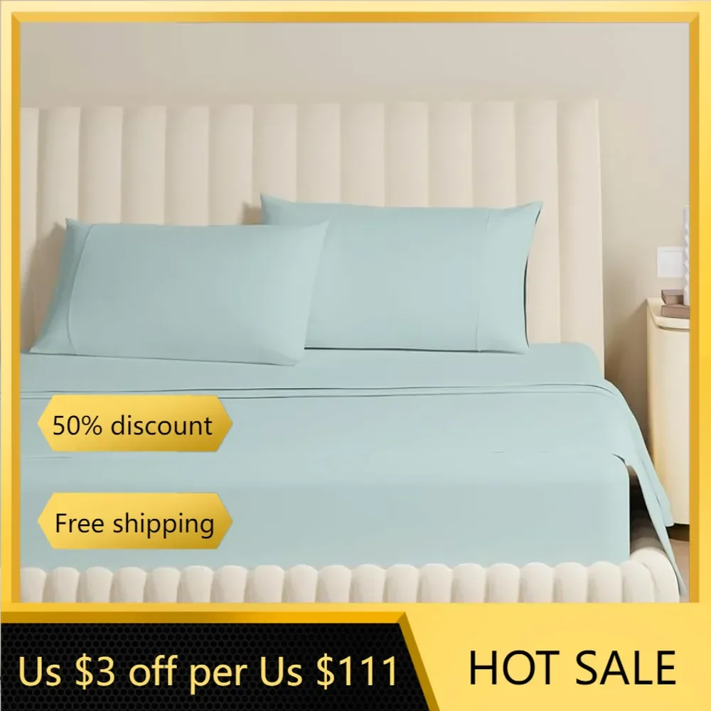 

17 in Deep Pocket Bed Linen King Sheets Comforter Sets 4 Piece Set Smooth & Soft Sateen Weave Luxury Bedding Home Textile