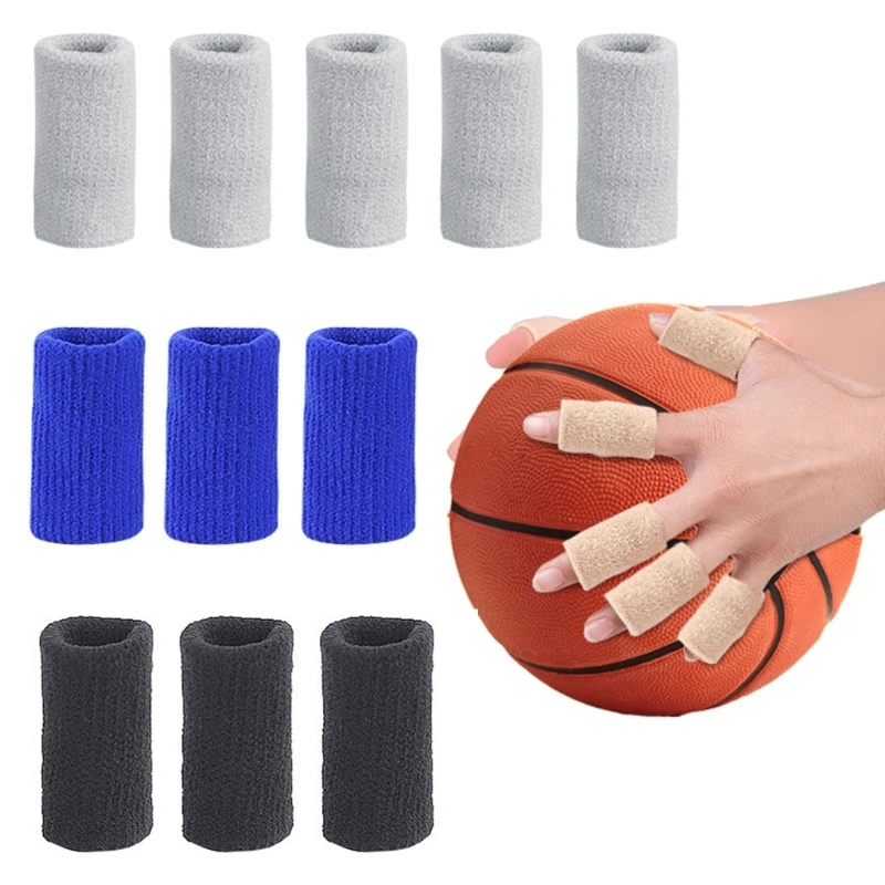 10Pcs Elastic Sports Finger Sleeves Arthritis Support Finger Guard Thumb Splints Outdoor Basketball Volleyball Finger Protection