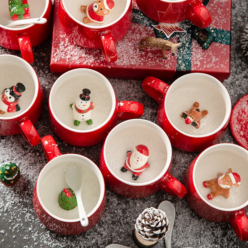 3D Creative Christmas Favors Ceramic Children Coffee Tea Milk Mug 400ml