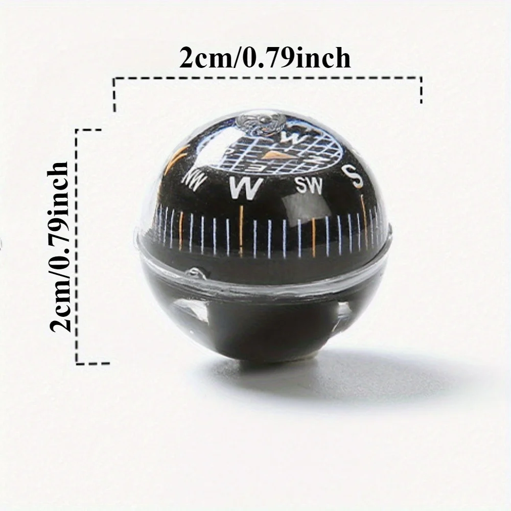 1pcs 20mm Black Plastic Directional Sphere Ball Compass for Outdoor Navigation Mountain Climbing Adventure Direction Guidance