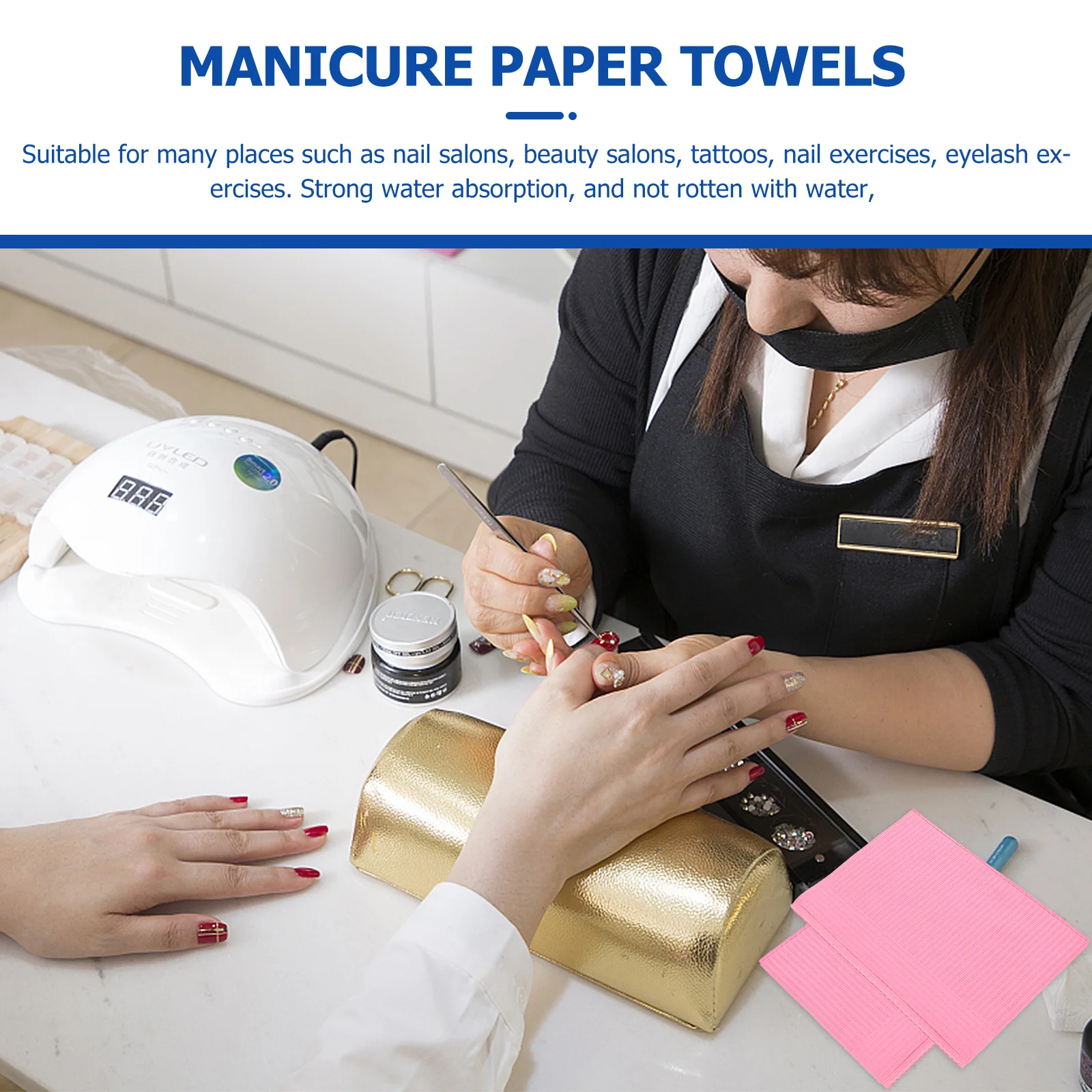 125 Pcs Nail Table Mat Paper Hand Towels Waterproof Gel Pad Care for Manicure