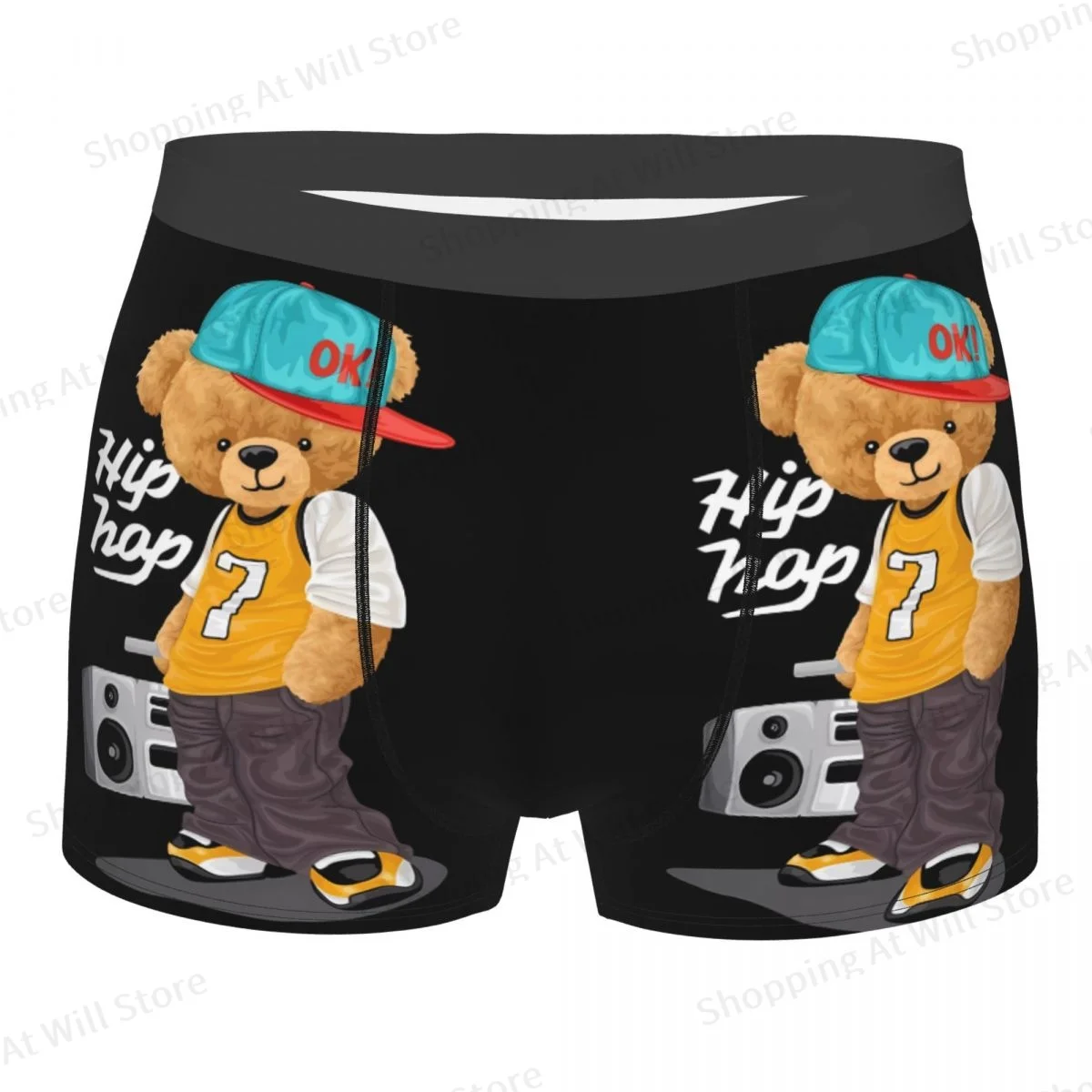 Teddy Bear Hip Hop Men Boxer Briefs Highly Breathable Underpants High Quality Print Shorts Birthday Gifts