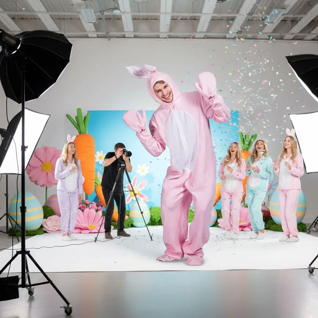 

Взрослый розовый костюм кролика для Хэллоуина, пижама для вечеринки, сценический костюм