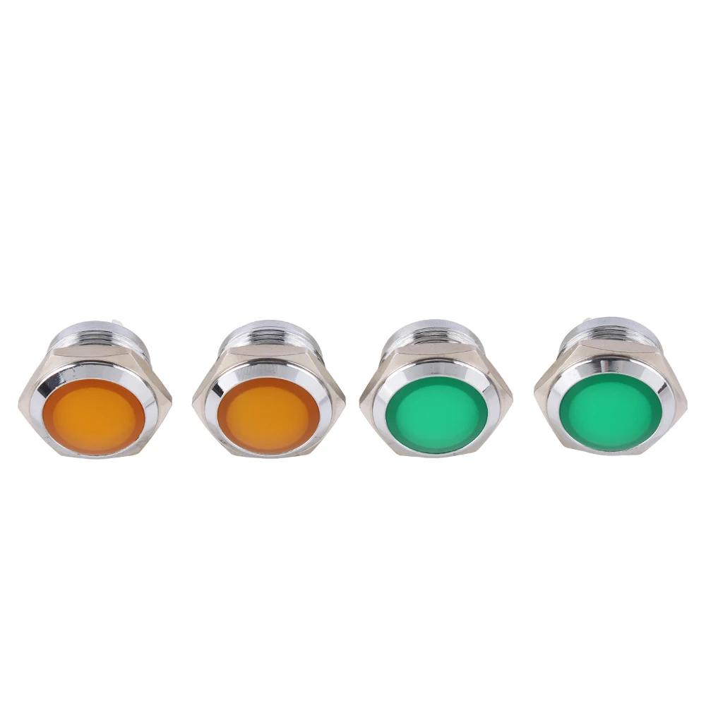 16Mm Indicator Lichtsignaal Lamp Piloot Waterdichte Sferische Ronde Metalen Led 12v24v 220V Rood Blauw Groen Wit Met Pin Terminal