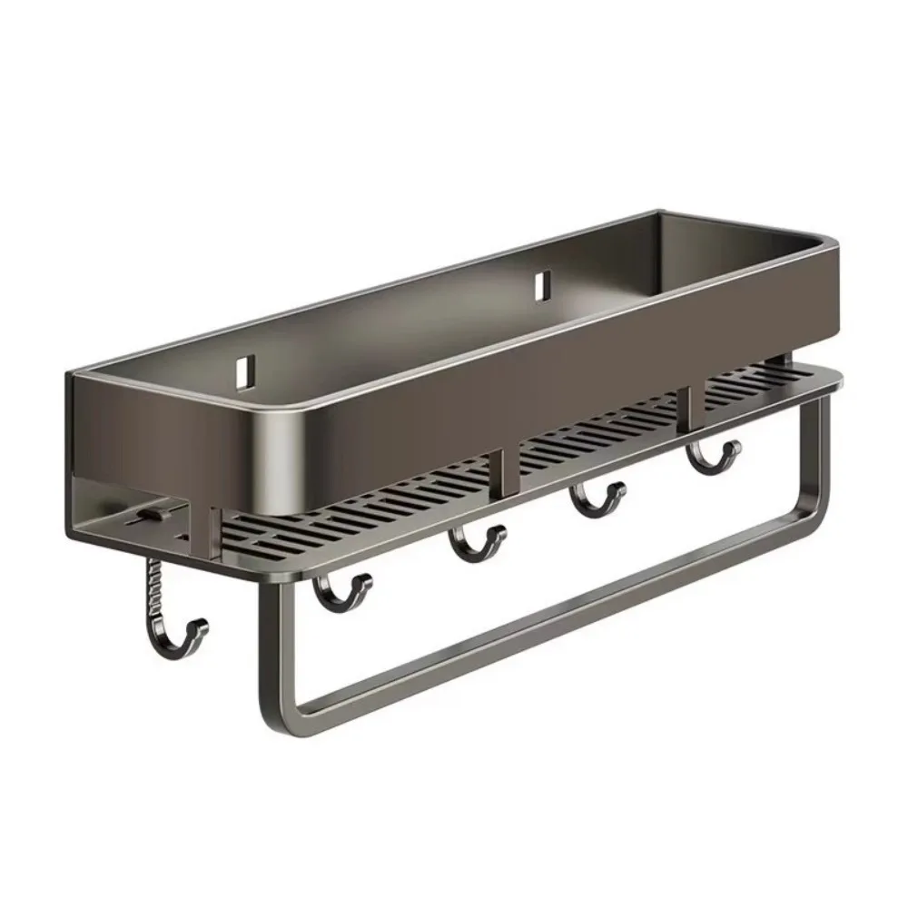 

Space Saving Rustproof Bathroom Shelves Wear-resistant Moisture-proof Shower Storage Rack with Hook Wall Shelf College Dorm