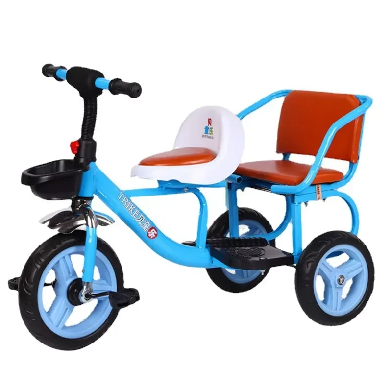 2023 Kids' Pedal Bicycle 3-Wheel Balance Bike for Children Aged 2 to 4 Years Functional Toy double seat child tricycle