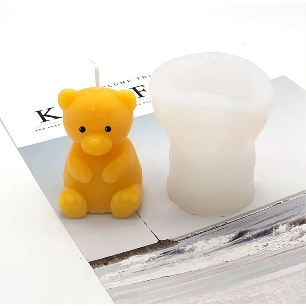 

Cute Bear Candle Mold Korean DIY Aromatherapy Gypsum Drop Candle Silicone Mold Scented Making Tools 3D DIY Handmade Fragrance