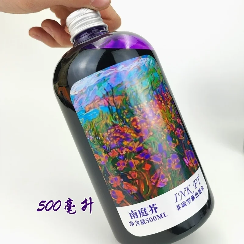 Imagem -02 - Oramile Garrafa Grande sem Carbono Tinta Não Bloqueadora Recargas de Caneta-tinteiro Preto Vermelho e Azul 500ml