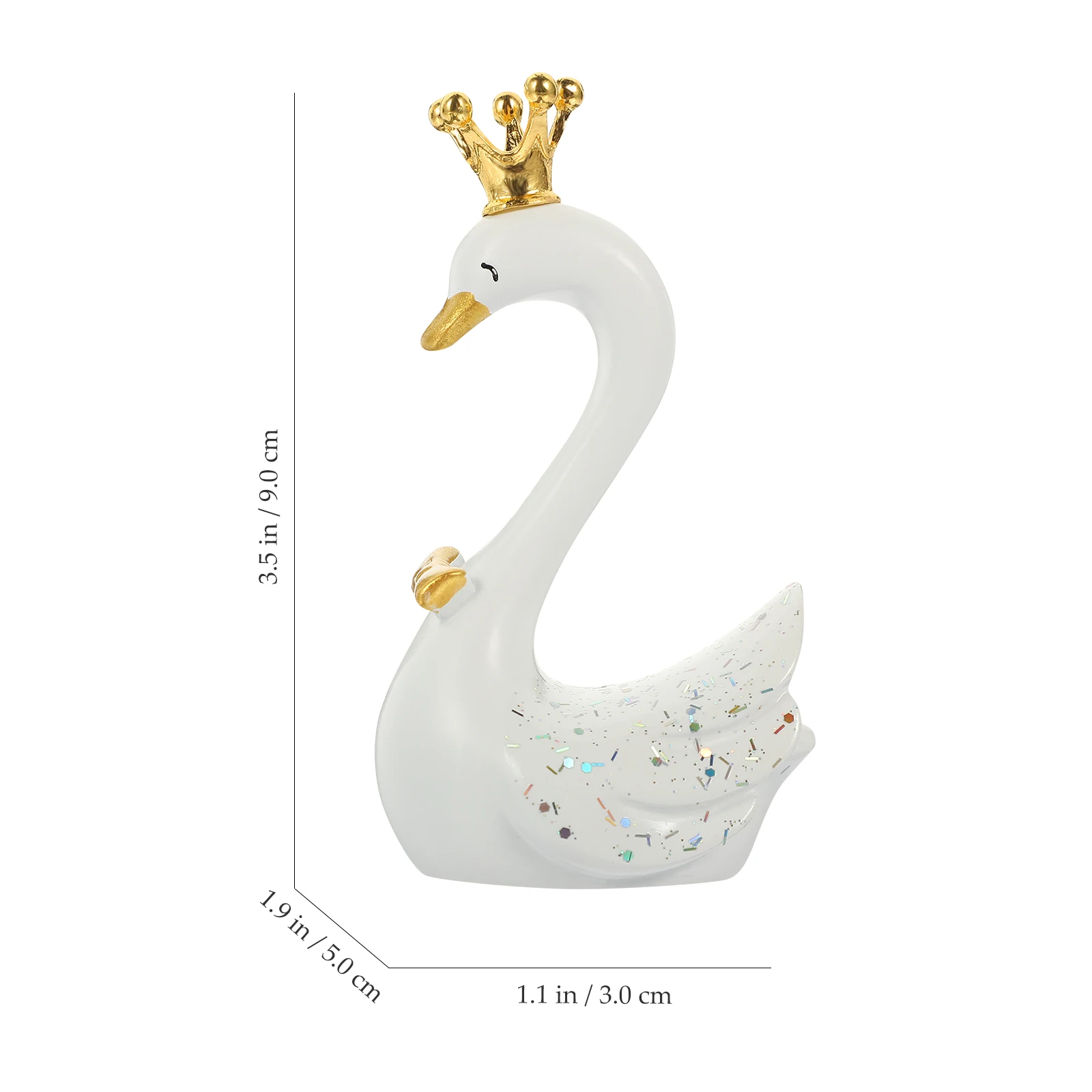 

2 Pcs Birthday Crown Swan Jewelry Miniature Statue Figurines Bridegroom Cake Toppers