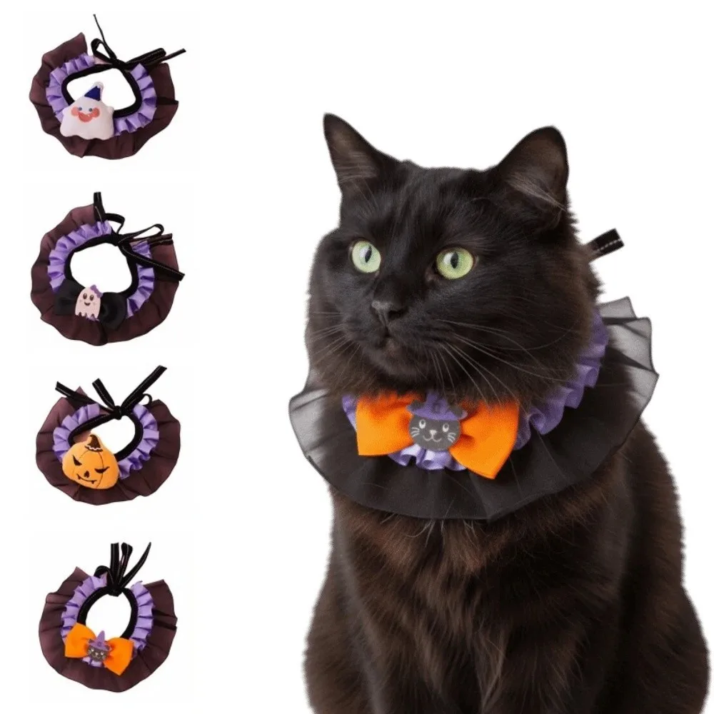 Cartoon Halloween Cat Collar Pumpkin Printed Durable Pet Halloween Costume Sturdy Portable Halloween Dog Collar Home Decor