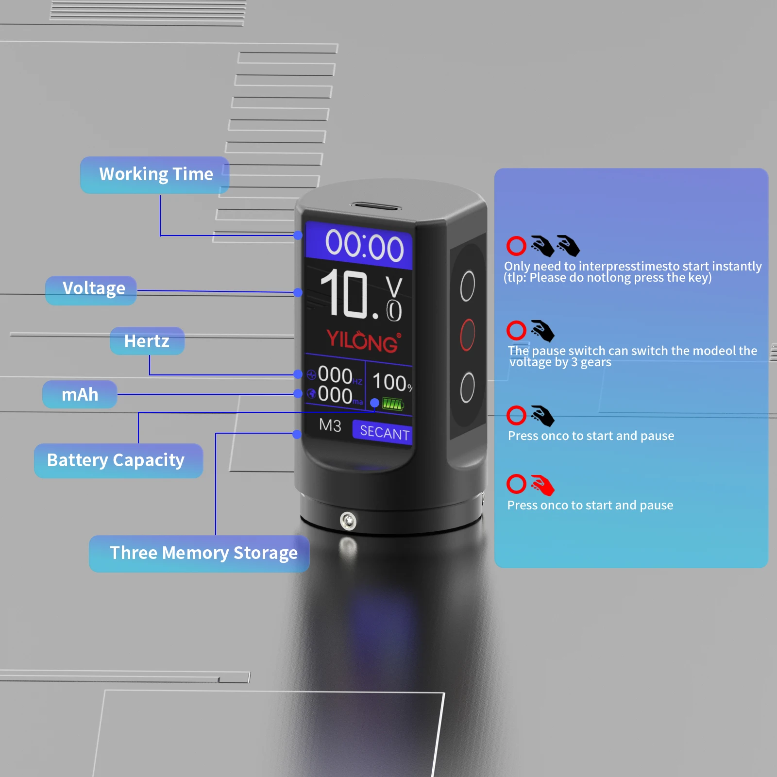 ييلونج الروتاري اللاسلكية الوشم كيت قابل للتعديل 6-السكتة الدماغية 2.2-4.2 مللي متر قلم الوشم آلة مجموعة كاملة لفناني الوشم