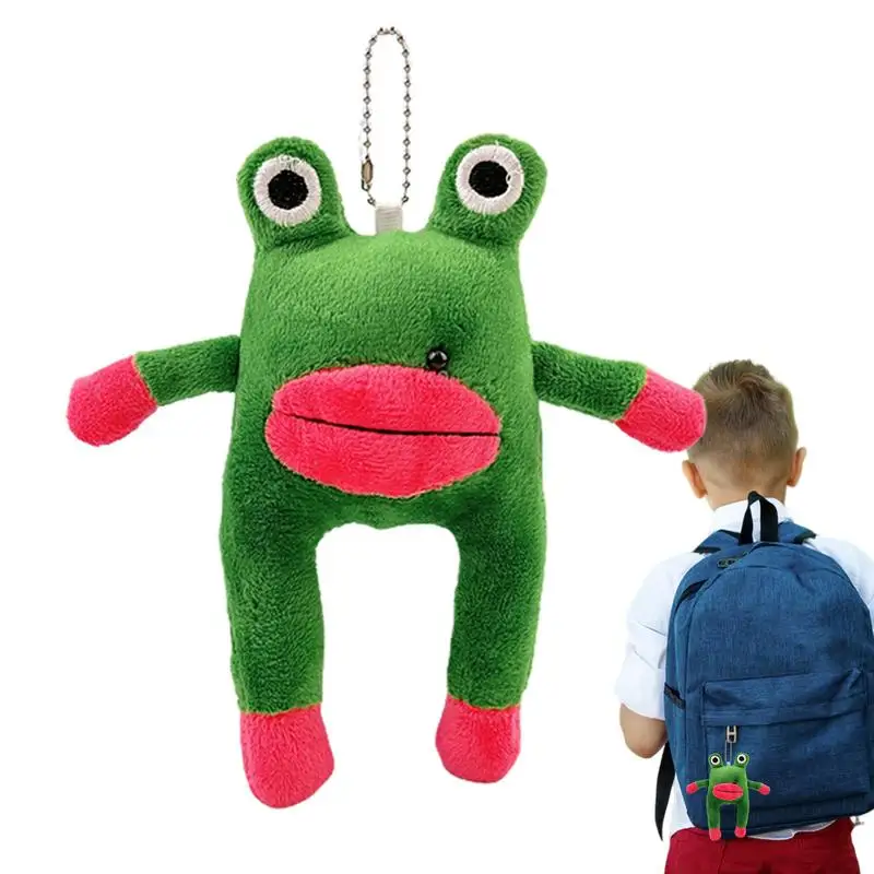 Frog Bag Charm Weird Stuffed Frog Pendant Backpack Decoration Hangings Ornament Stuffed Toy Plush Key Chain For Kids Adults