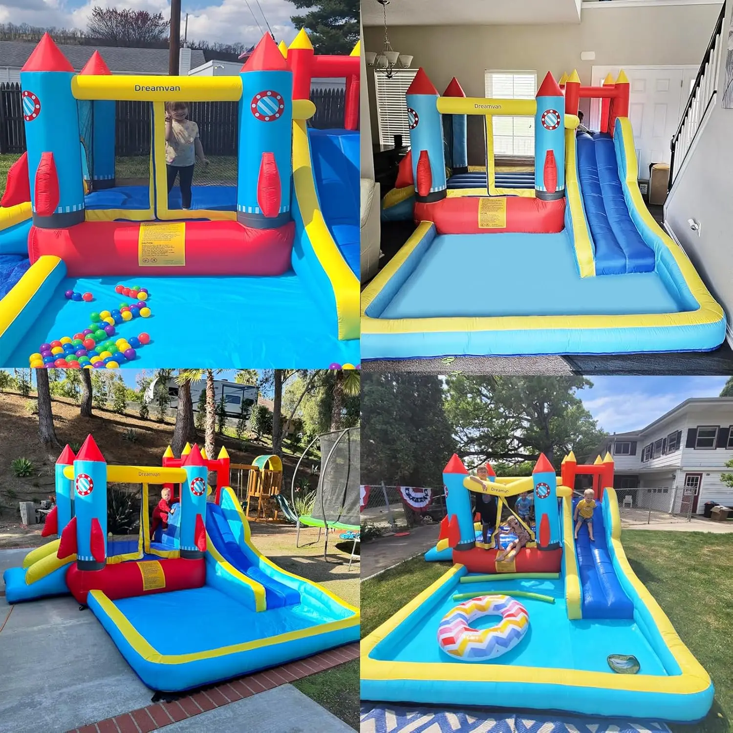 Bounce House Raket Explosie Springkasteel-13x12ft Opblaasbare Waterglijbaan Bounce Huis Voor Kinderen 3-12 & Glijbaan Park, Zwembad, Klimmen W