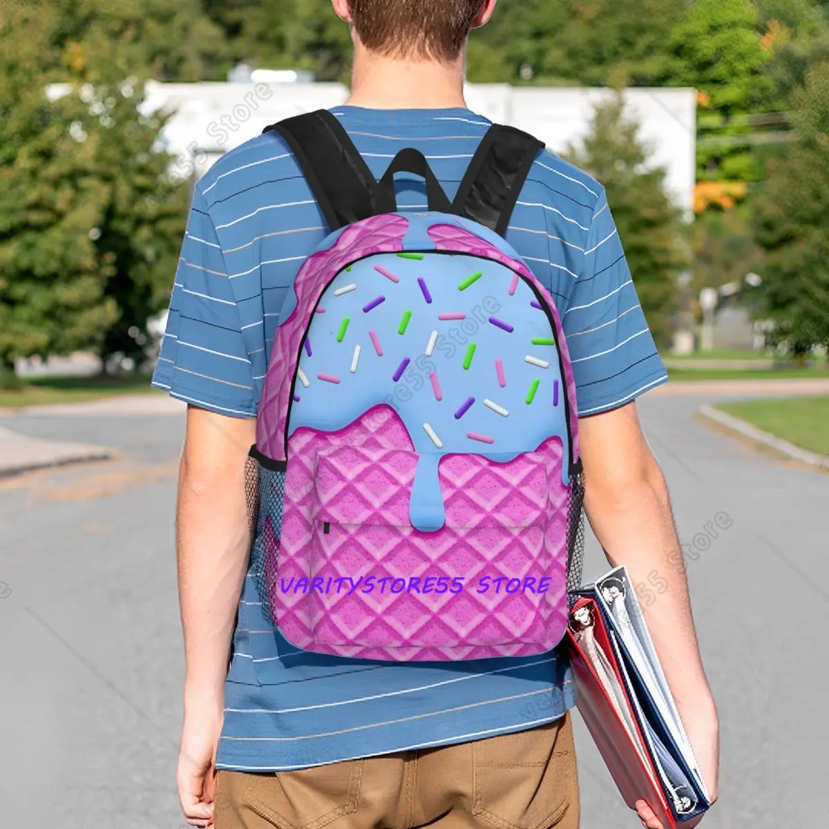 Ice Cream Dripping Kawaii Backpack Student BookBag Children School Bag Laptop Shoulder Bags for Men Women