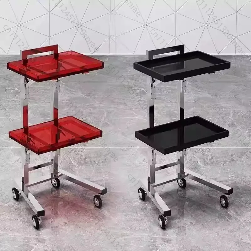 Storage Rack Tool Cart Folding Storage Beauty Shop Trolley Universal Wheel Portable Acrylic Rack