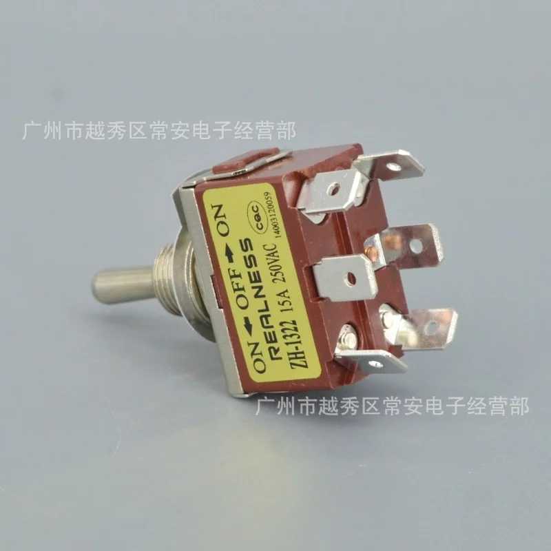 Uniteelec-REALNESS Toggle Switch  R-1322 /ZH-1322 6feet 3position ON-OFF-ON Silver Contacts 15A 250V