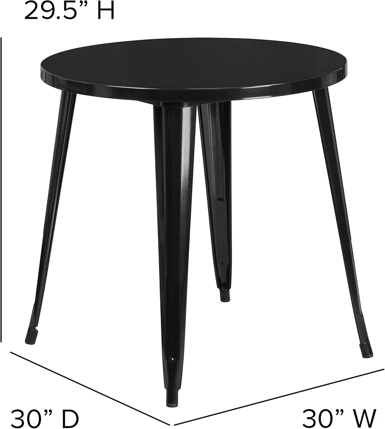 Commercial Grade 30" Round Black Metal Indoor-Outdoor Table