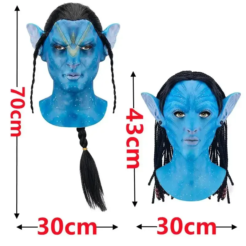 Aar neytiri jake sully cosplay máscara de látex cabeça capa festa de halloween cosplay traje adereços máscara de látex para adultos