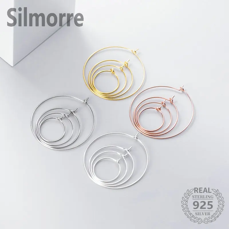 1pair 925 Sterling Silver Circle Hoop Earring DIY Drop Earring Making Fine Jewelry Finding