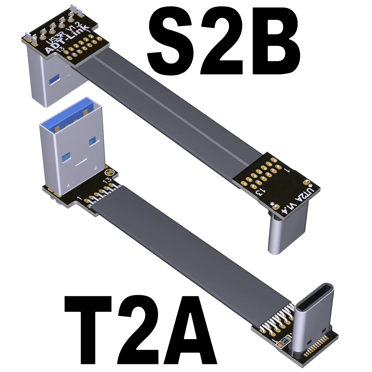 ADT USB3.1 плоский Удлинительный кабель штекер A-штекер C type-c Встроенный кабель в изогнутом шасси