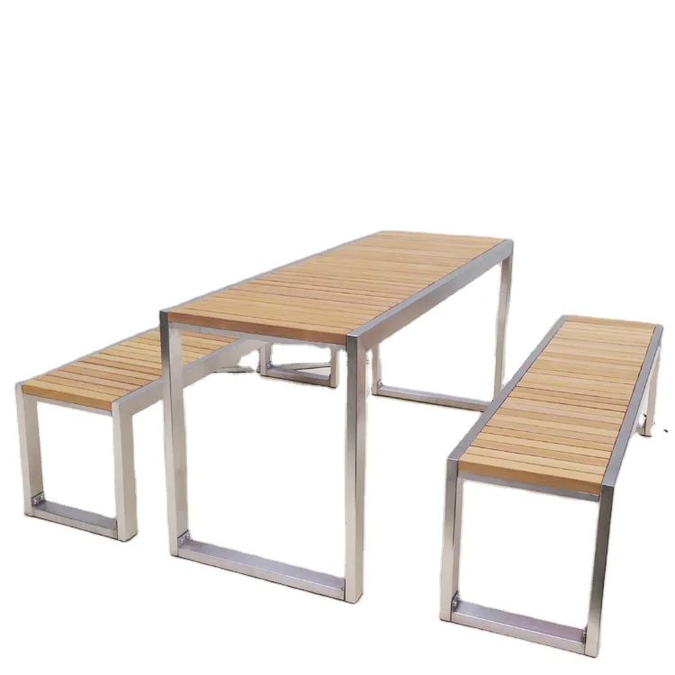 

Outdoor Bench Set Chair Seat Dining Table Beer Park Metal Picnic Table And Bench Modern Wooden Furniture