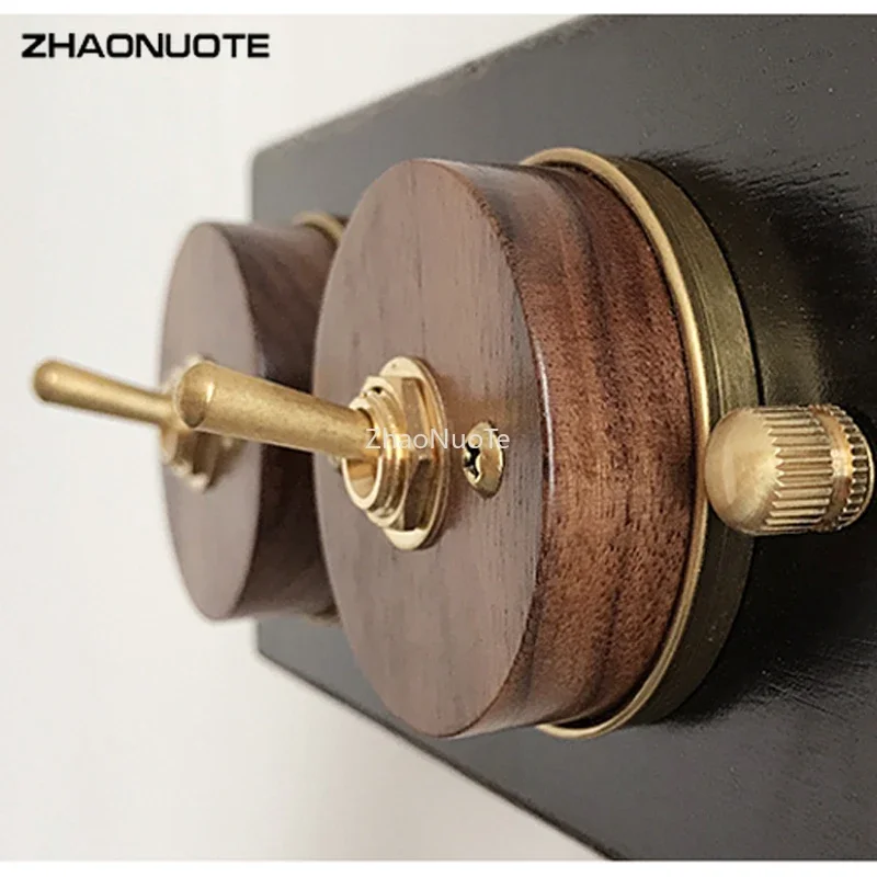 High Quality Wood Switch Black Walnut Base 1-4 Gang Brass Lever Wall Light Toggle Switch 10A
