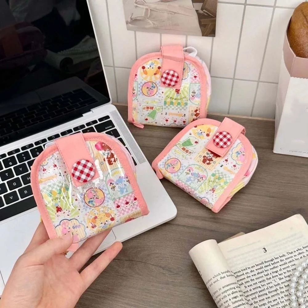 الكرتون الحيوان الدوبامين محفظة نسائية للعملات المعدنية البلاستيكية سعة كبيرة ماكياج صغير أحمر الشفاه حقيبة الكورية نمط مطبوعة حقيبة تخزين ملابس صغيرة