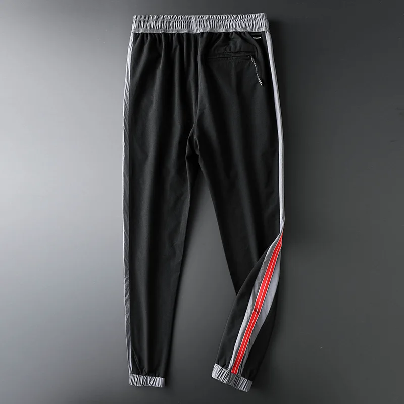 

Autumn Men's Sweatpants Lightweight Drawstring Zipper Pocket Loose Leisure Running Training Fitness Pants Nylon Size M-4XL