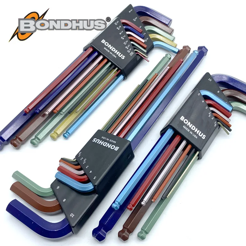 

US BONDHUS Colorful Ball-End Hex Keys Set 69499 69699 69637 High-Quality Cable Tool for Precise Work