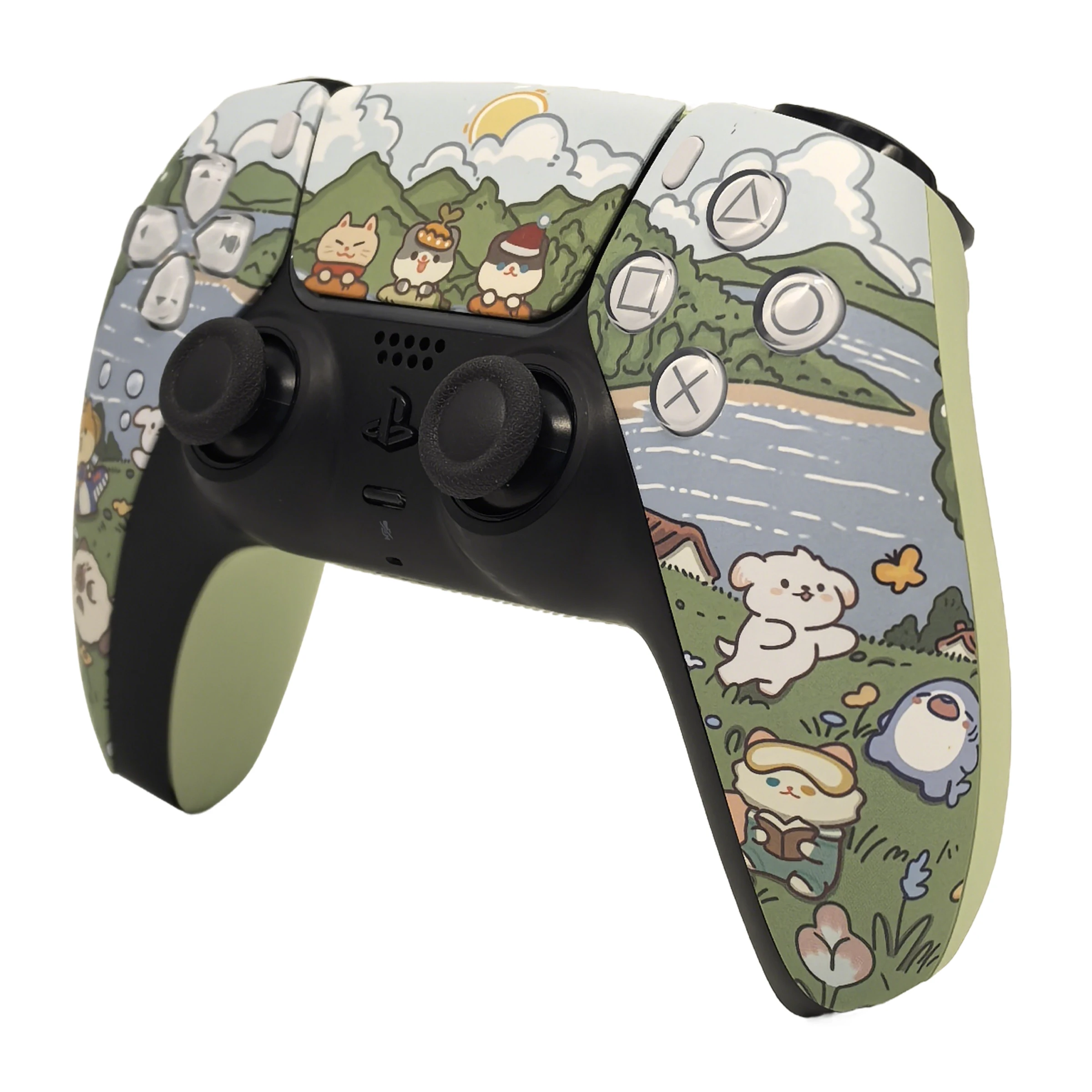 BO5 Cute Animals Soft Touch Coating Replacement Front Shell Touchpad Compatible with ps5 Controller BDM-010/020/030/040/050