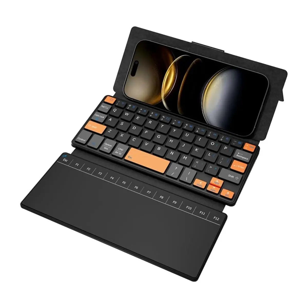Travel Keyboard with Touchpad, Universal Compact Keyboard for Android/IOS/, Dual-Device Bluetooth Keypad