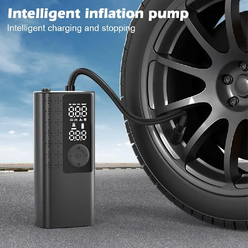 Tire Inflator Portable Air Compressor Air Pump for Car Tires with Tire Pressure Gauge One Click Smart Pump for Car, Motorcycle