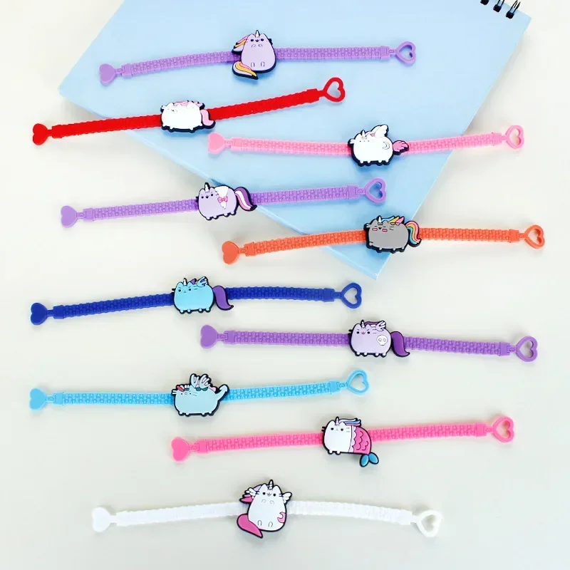 Pusheen Kids Bracelet Cartoon Anime Figures Fat Cats PVC Silicone Soft Rubber Wristband Bangle Ornament Birthday Christmas Gifts