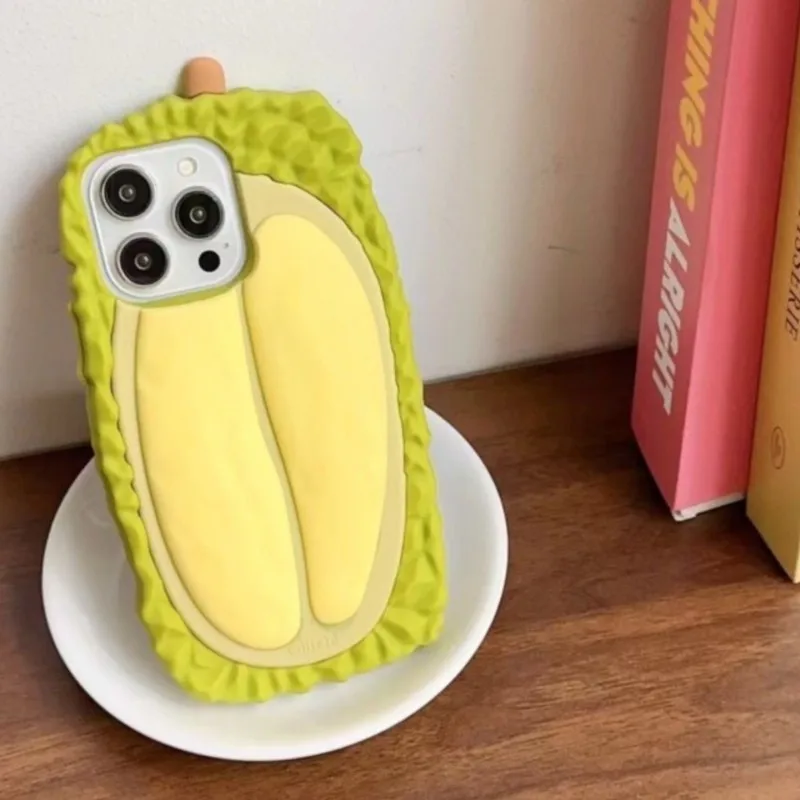 Cute Funny 3D Realistic Durian Phone Case for iPhone 17 16 15 14 13 12 Pro Max Thick Soft Silicone Anti-drop Protective Cover view 5