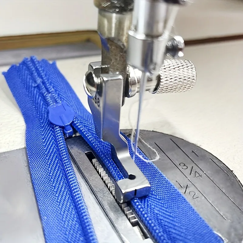 Industrial Steel T168 Sewing Machine Presser Foot, Single Side Zipper Foot, Invisible Zipper Attachment, Sier Gray for Most M...