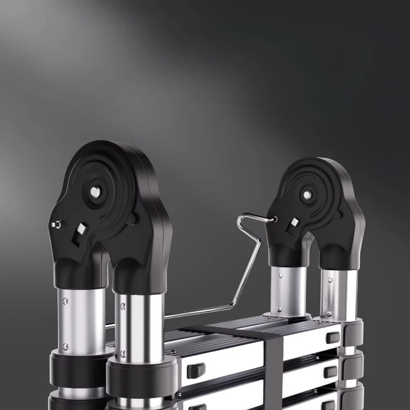 Stainless Steel Telescoping Ladder, Portable Extension Step Ladder for Home & Work, Folding A-Frame Straight Ladder